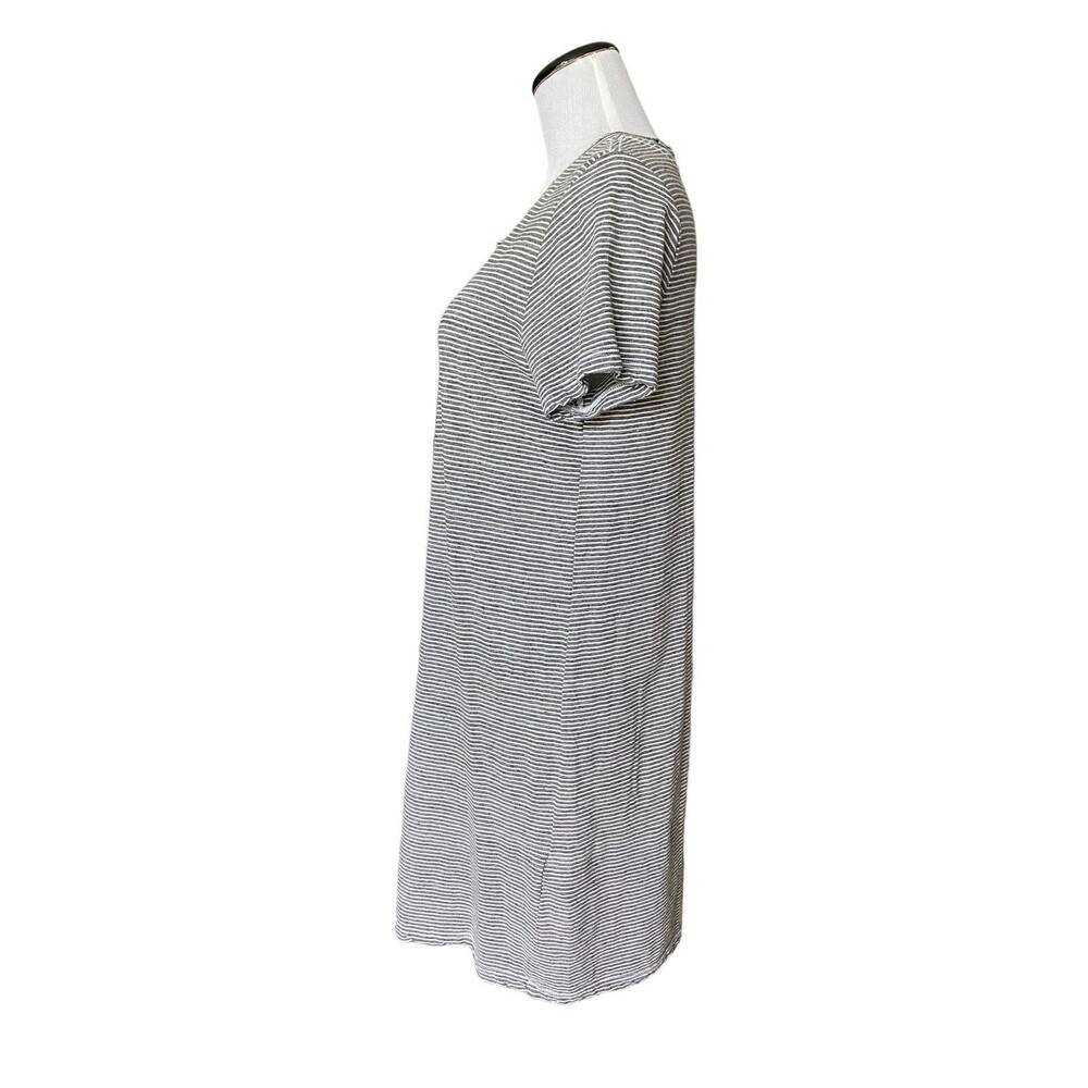 Current Elliott Women Beatnik Shrirt Dress Size M Gray Striped Distressed Casual - Picture 4 of 14